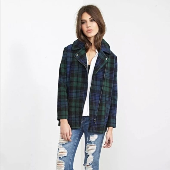 Forever 21 Jackets & Blazers - Forever XXI Green Plaid Flannel Overcoat Size S